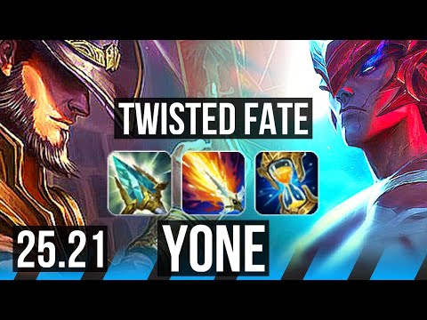 TWISTED FATE vs YONE (MID) | 4k comeback, 33k DMG, 500+ games | KR Master | 25.21