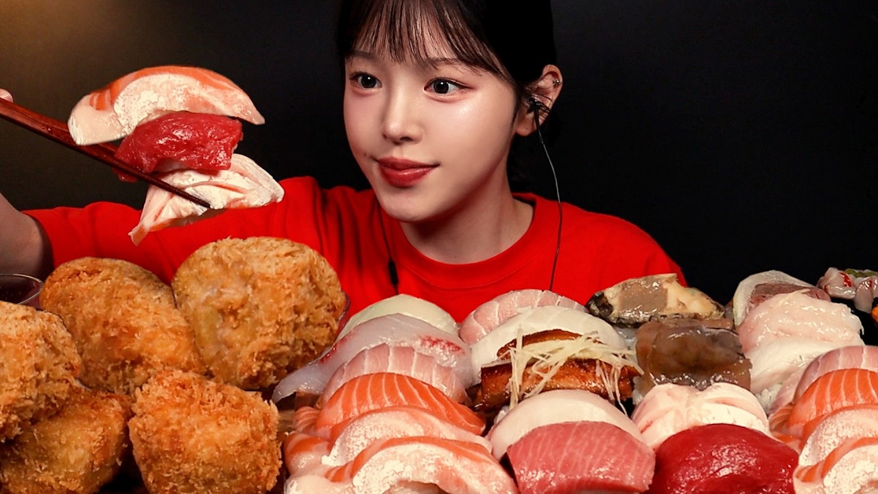 SUB)핵두툼한 초밥 먹방!🍣냉모밀에 치즈 줄줄 돈까스까지 여름 막차 꿀조합 Sushi & Pork Cutlet Mukbang Asmr