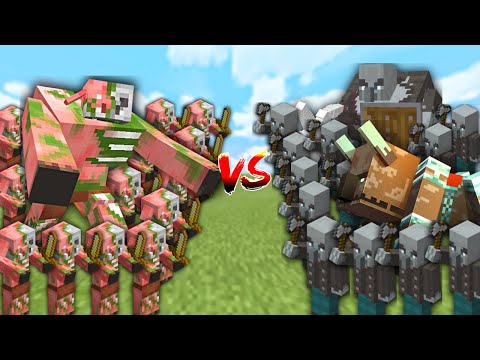 Extreme PIGLIN ARMY vs PILLAGER ARMY in Minecraft Mob Battle