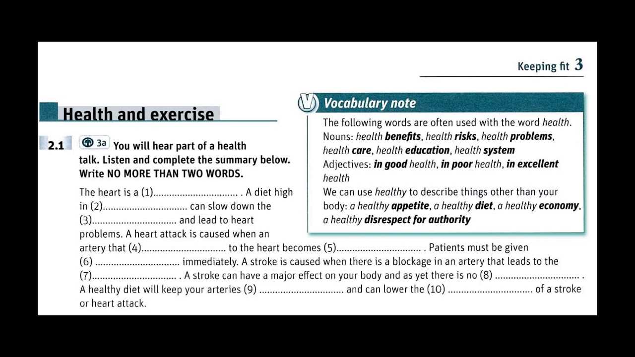 Vocabulary for IELTS Part 3a with anwser key