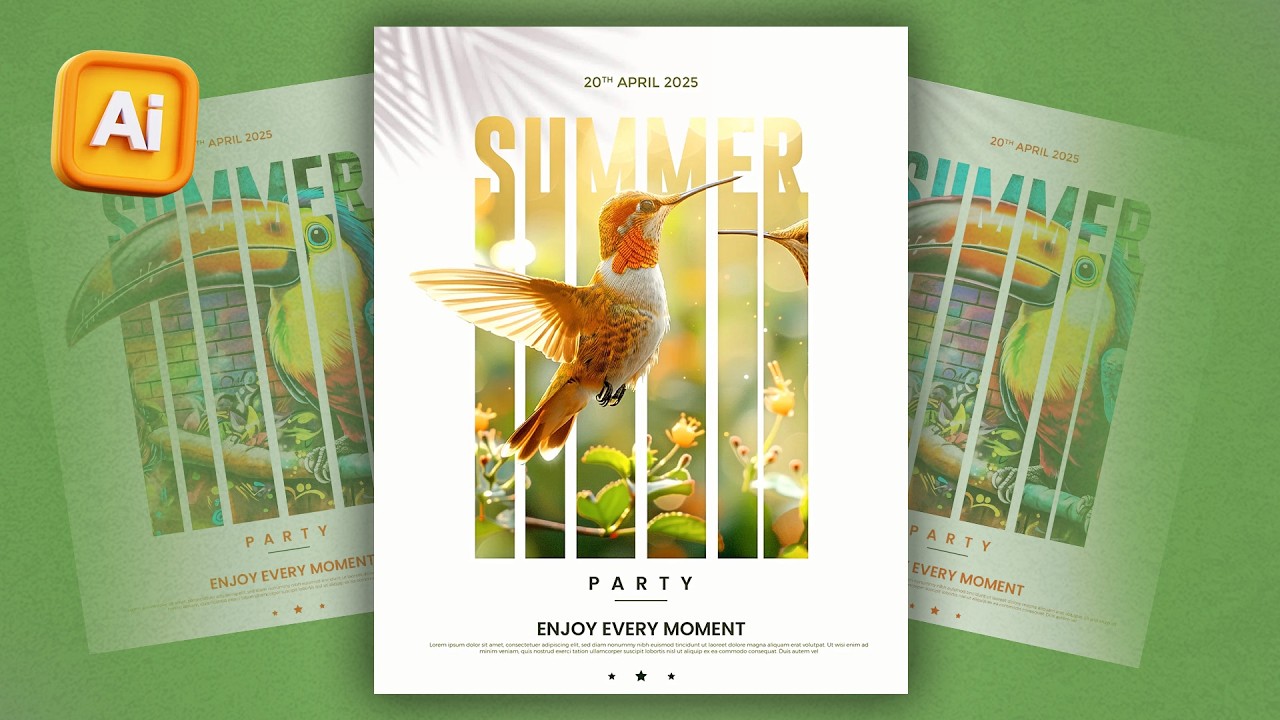 Summer Poster design in Adobe Illustrator | Creative Poster design | Typography Poster 2025