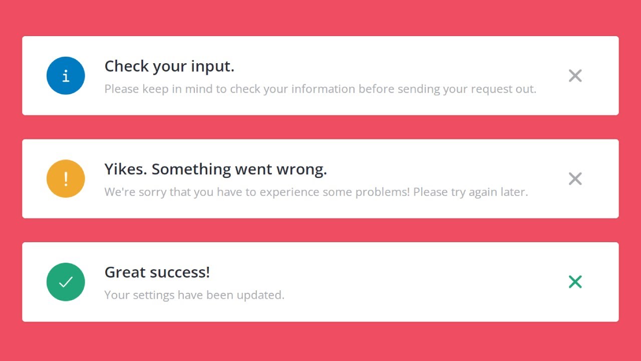 Alert and Flash Notification Messages UI Design In HTML and CSS || Notification Alert Messages