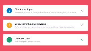 Alert and Flash Notification Messages UI Design In HTML and CSS || Notification Alert Messages