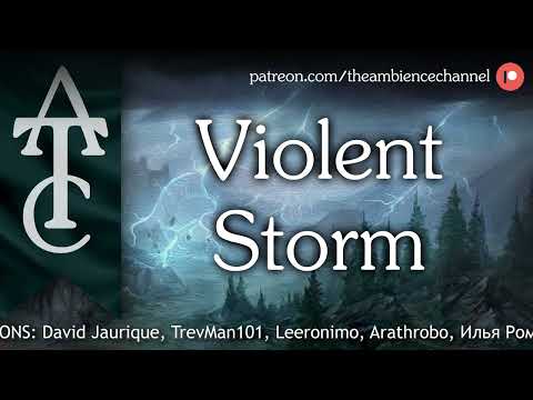 RPG | D&D Ambience - Violent Storm (wind, thunder, rain), 1 hour version