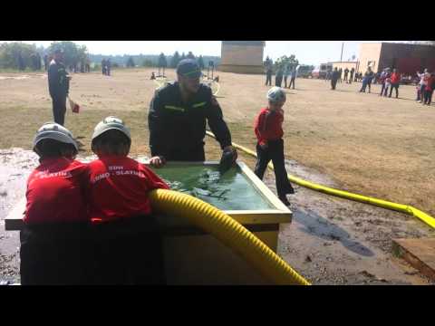 Požární útok, mladší žáci SDH-Brno Slatina, družstvo A, 1.pokus.  13.9.2015 v Útěchově.