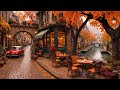 Street Coffee Shop Ambience After the September Autumn Rain 🍂 Jazz Relaxing Music for Work, Study