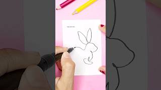 easy one line rabbit 🐇 drawing tutorial | #shorts #viral #onelinedrawing #youtubeshorts