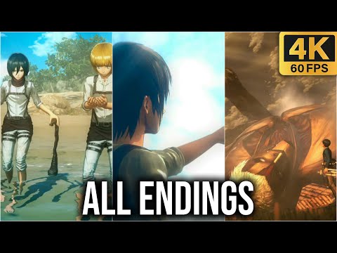 Attack On Titan 2 - All Endings (Sad, True, Eren, Levi Ending) 4K60fps