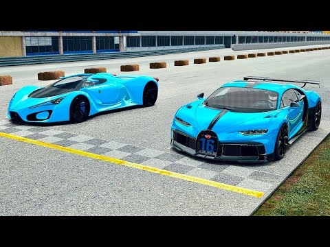 Bugatti Chiron Pur Sport vs Ferrari F80 Blue Concept at Old Monza