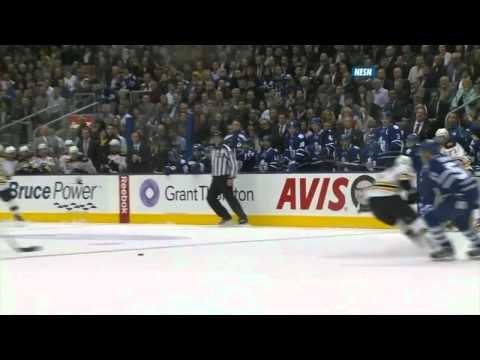Adam McQuaid collides with Matt Frattin [HD] {Dual Feed}