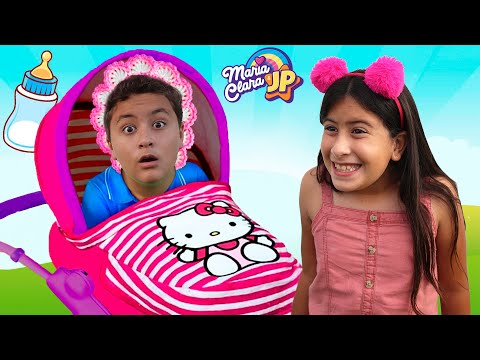 Maria Clara brinca de Mamãe e Filhinho com o JP 👶 Pretend to play nanny!!!