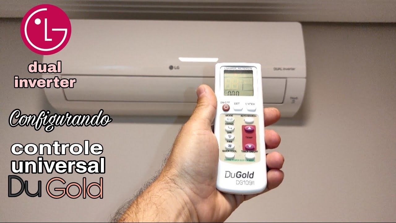 Configurando controle universal DuGold no ar split LG dual inverter 9.000 e 12.000 BTUs