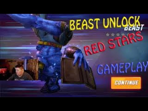 Marvel Strike Force - BEAST Unlock! Red Stars! Gameplay!