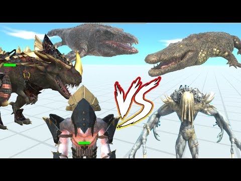 NEW GORO + MOSASAURUS + NEW T REX VS FACTIONS  -  ANIMAL REVOLT BATTLE SIMULATOR