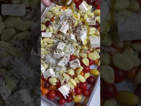 One sheet pan, baked feta gnocchi!!! 🤤🤤Via @jakecohen