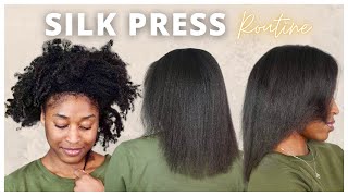 How To Silk Press Natural Hair At Home & Trim Split Ends | NO HEAT DAMAGE!