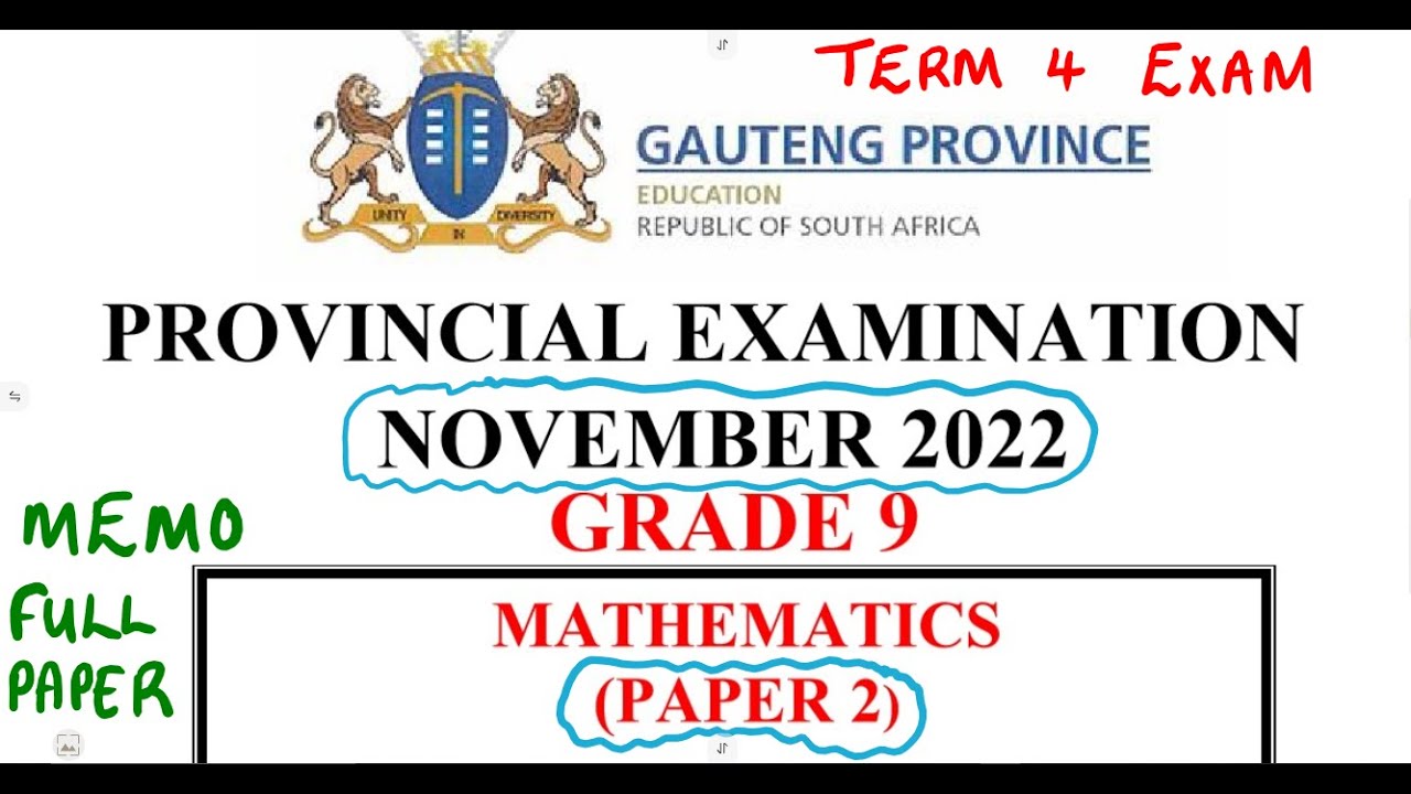 Mathematics Grade 9 November 2022 Paper 2 Memo Term 4 Exam @mathszoneafricanmotives