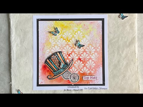 Technique Day Topper stamp, Stencil emboss resist and Dinkles by Jo Rice #laviniastamps #dinkles