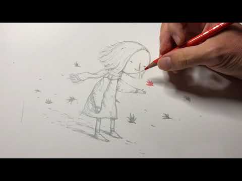 Shaun Tan draws a character from The Red Tree