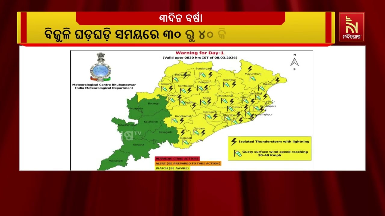 କିଛି ଦିନର ତାତି ପରେ ପୁଣି କାଲିଠୁ ଭିଜିବ ଓଡ଼ିଶା । ବିଜୁଳି ଘ?