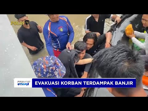 DITPOLAIRUD POLDA BALI LAKSANAKAN EVAKUASI WARGA TERJEBAK BANJIR DI JALAN PURA DEMAK DENPASAR