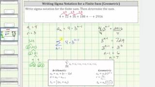 Write a Given Finite Geometric Series Using Sigma (Summation) Notation