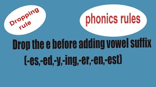 Dropping rule phonics/Drop e rule/spelling rule/Drop e before the vowel suffix