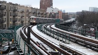 preview picture of video 'New York City Subway: Snowy Elevated Trains in Manhattan and Bronx'