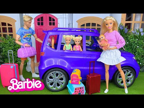 Barbie & Ken Doll Family Packing Bags for Vacation