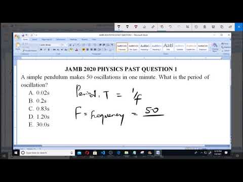 JAMB 2020 PHYSICS PAST QUESTION 1 Period T