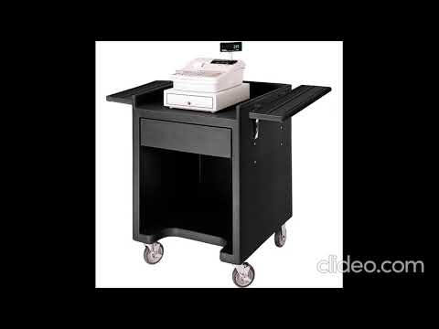 Media cart with locking cabinet, pull-out keyboard tray, loc...
