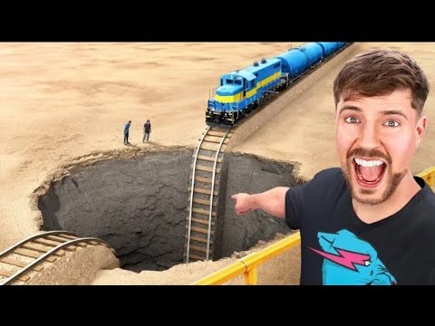 Train vs giant pit | mrbeast | mrbeast hindi | mrbeast Hindi new video