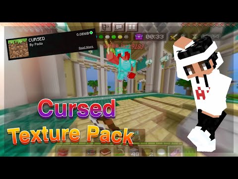 Using a CURSED Texture Pack On MOBILE In Hive Skywars (Minecraft Bedrock)