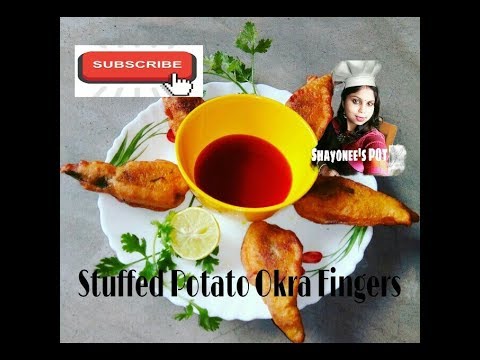 Stuffed Potato Okra Fingers / stuffed aalu bhindi fingers( snacks / starter)