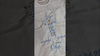 Košieľka na krst Nataša / krstová košieľka s krížom a holubičkami