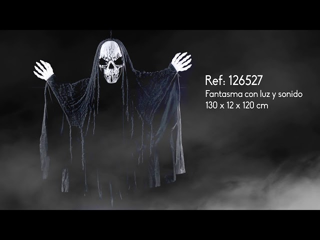 Vídeo relacionado con JOYIN Decoración de Fantasma Animada de Halloween de 172,7 cm, Accesorio de Fantasma Esqueleto de pie con Ojos iluminados y Sonido Espeluznante (activación de Sonido) para Halloween,
