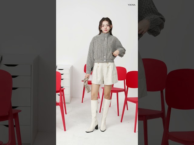 ND19S386 - Áo khoác dạ tweed kẻ