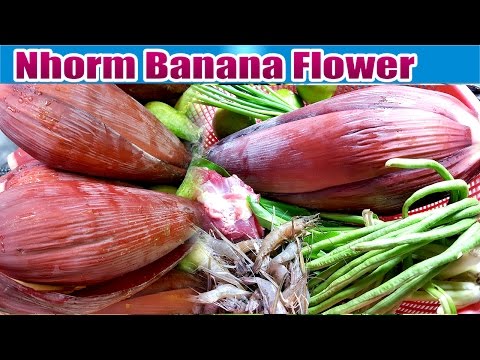 Asian Khmer Cooking food Recipes, Nhorm Banana Flower, home food factory