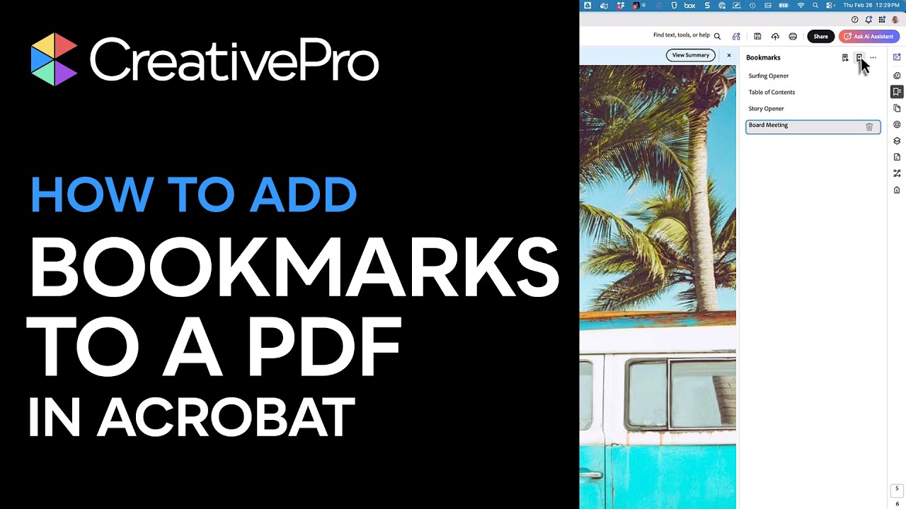 Acrobat: Create PDF Bookmarks (Video Tutorial)