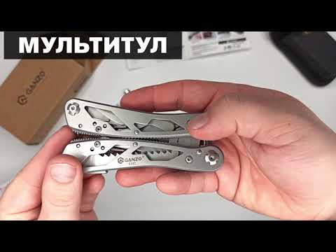 Мультитул Ganzo G202 (24в1, 105мм, 270г, с чехлом, биты, металлик) - фото 1 - id-p1333869686