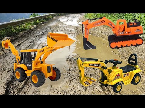 Compilation of excavator dump truck and tractor playing in the sand (toy compilation)