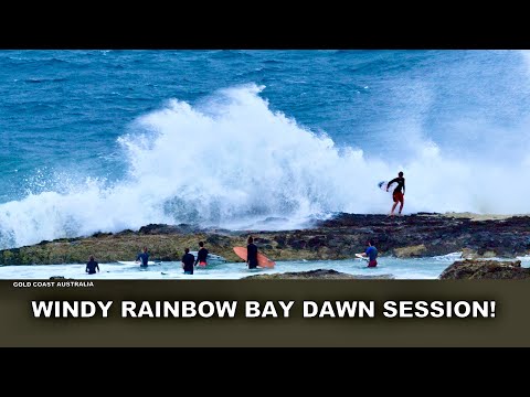 Surfing The Windy Rainbow Bay Dawn Session! Tuesday 3rd February 2026