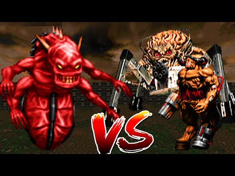 Motherdemon vs Cyberdemon and Spiderdemon - BOSS FIGHT - BRUTAL DOOM Monster Infighting