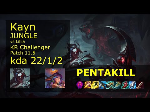 Kayn vs Lillia Jungle - KR Challenger 22/1/2 Patch 11.5 Gameplay // [롤] 케인 vs 릴리아 정글
