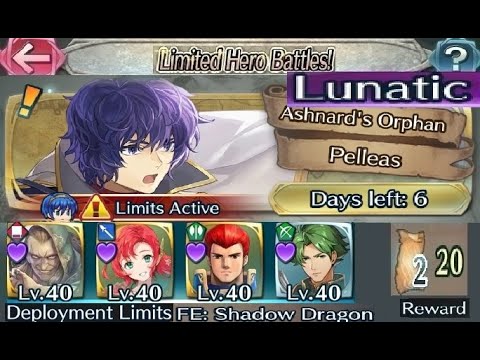 The battle with Limited unit : Vs. Pelleas  - Lunatic (with F2P units, No SI but seals + No brave!)