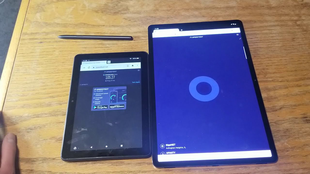 Samsung tab s7+ vs Amazon fire hd8 plus real world speed test comparison