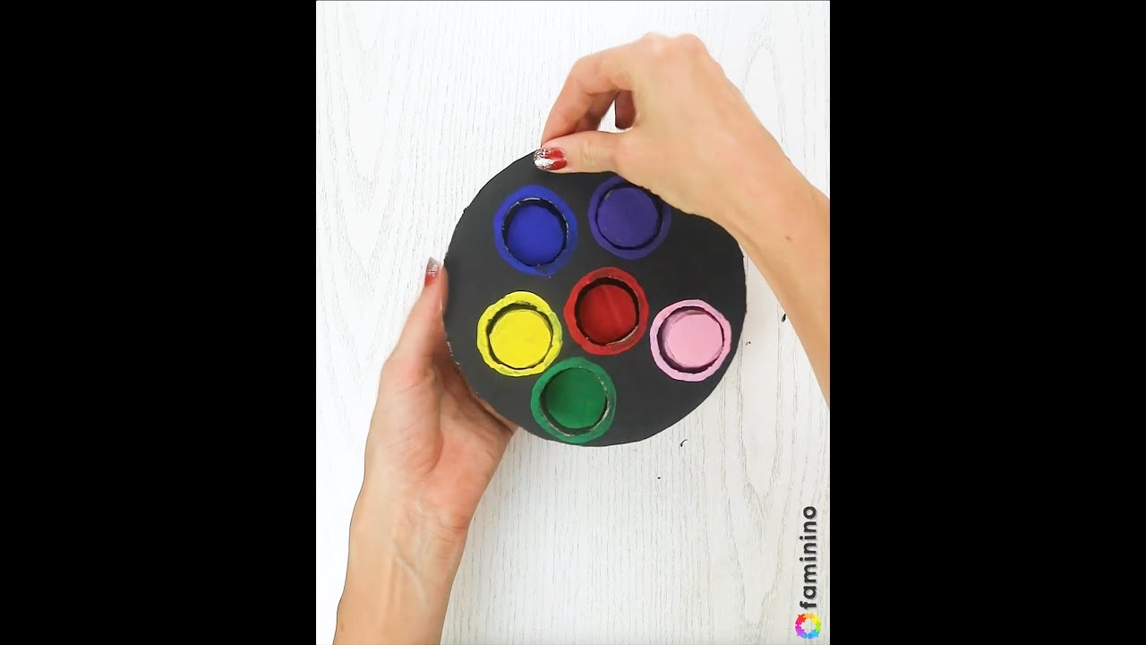 DIY Steckspiel mit Höhen aus Karton basteln