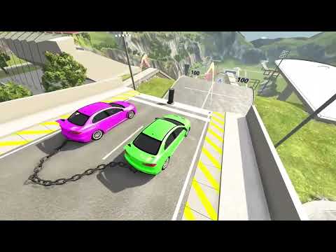 Chained Cars vs Bollard • BeamNG drive
