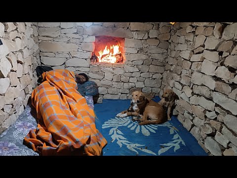 Building a stone shelter with a fireplace in 19 days #bushcraft #survival