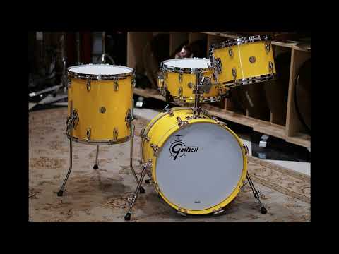 SOLD - Gretsch 12/14/18/6.5x14" USA Custom Drum Set - Solid Yellow Gloss